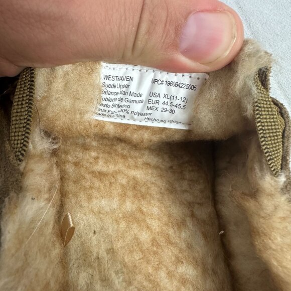 Eddie Bauer Mens Suede Moccasin Slippers XL (11-12) Faux Fur Lined Brown - Picture 9 of 9